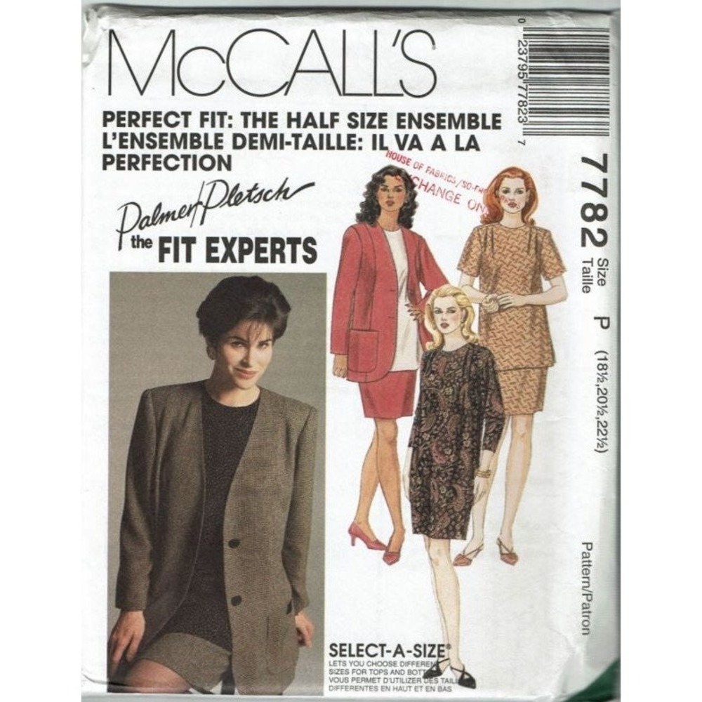 McCalls Sewing Pattern 7782 Jacket Dress Tunic Skirt Womens 18 1/2 - 22 1/2